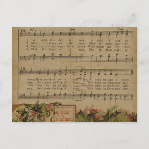 Postal Festiva Vintage Christmas Music Sheet Holiday
