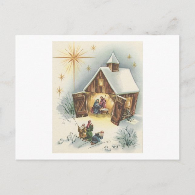 Postal Festiva Vintage Christmas Nativity Card (Anverso)