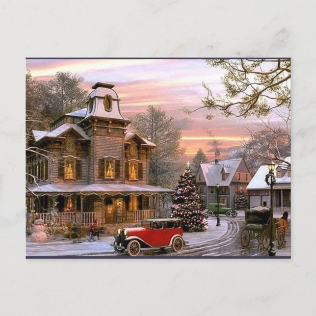 Postal Festiva Vintage Christmas Neighborhood (Anverso)