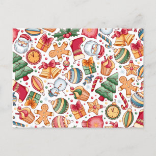 Postal Festiva Vintage Christmas Pattern, Feliz Año Nuevo