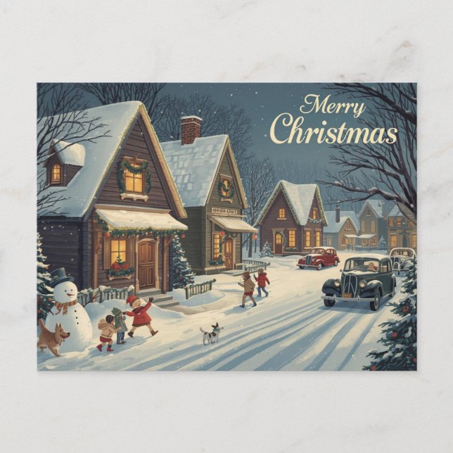 Postal Festiva Vintage Christmas Postcard (Anverso)