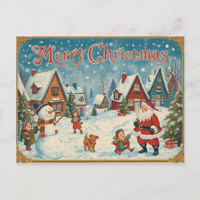Postal Festiva Vintage Christmas Postcard (Anverso)