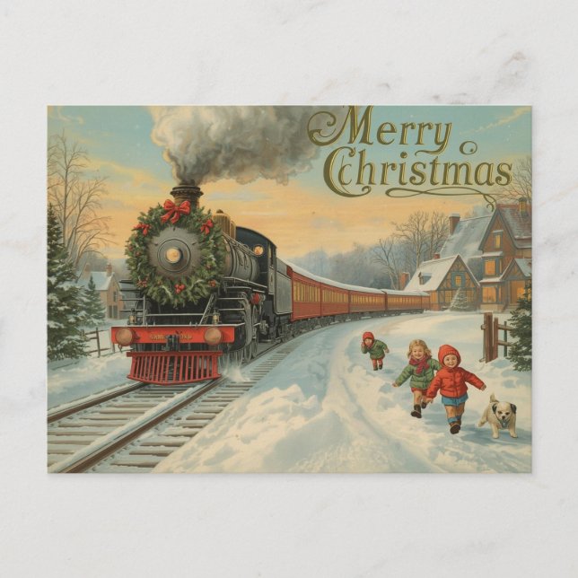 Postal Festiva Vintage Christmas Postcard (Anverso)
