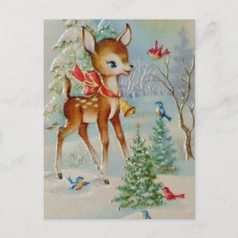 Postal Festiva Vintage Christmas Reindeer Postcard