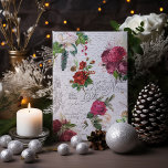 Postal Festiva Vintage Christmas Rosa Joyeux Noel Ephemera<br><div class="desc">Elegante y ricamente detallada composición floral vintage de Navidad sin fisuras con tipografía "Joyeux Noel",  escritura manuscrita,  gráfico postal,  hueco,  mistletoe,  y rosas de color rojo y marfil profundo con antecedentes de pergamino envejecido.</div>