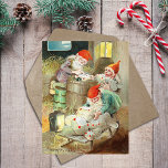 Postal Festiva Vintage Christmas Santa Claus Elf Gnome Regalos<br><div class="desc">Tarjeta de Navidad Retro Vintage de Jenny Nystrom (1899),  una artista folclórica sueca. Este ilustracion de navidad vintage presenta a navidades gnomes (elfs,  pixies) envolviendo y preparando regalos y regalos de navidad. ¡Feliz Navidad a todos!</div>
