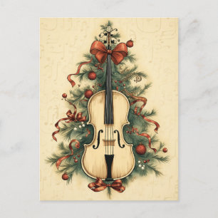 Postal Festiva Vintage Christmas Sheet Music y Cello