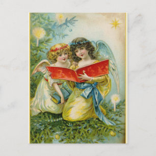 Postal Festiva Vintage Christmas Singing Angels