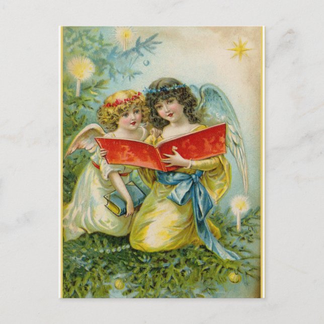 Postal Festiva Vintage Christmas Singing Angels (Anverso)