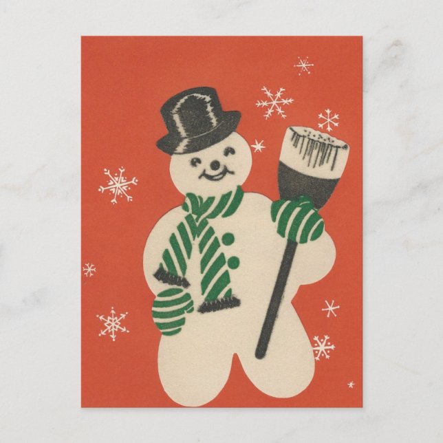 Postal Festiva Vintage Christmas Snowman (Anverso)