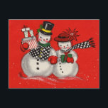 Postal Festiva Vintage Christmas Snowman<br><div class="desc">Vintage Snowman de Navidad.</div>