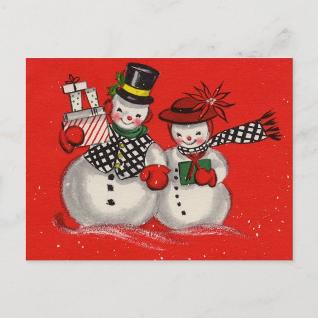 Postal Festiva Vintage Christmas Snowman (Anverso)