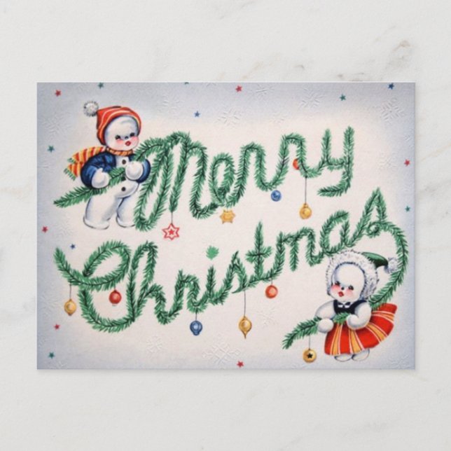 Postal Festiva Vintage Christmas Snowman (Anverso)