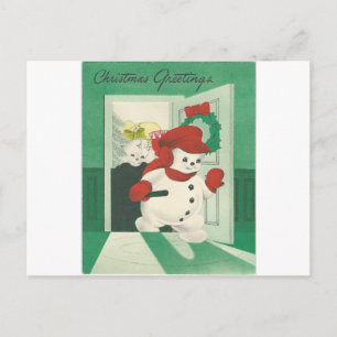 Postal Festiva Vintage Christmas Snowman Couple