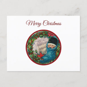 Postal Festiva Vintage Christmas Stocking and Holly Berry Wreath