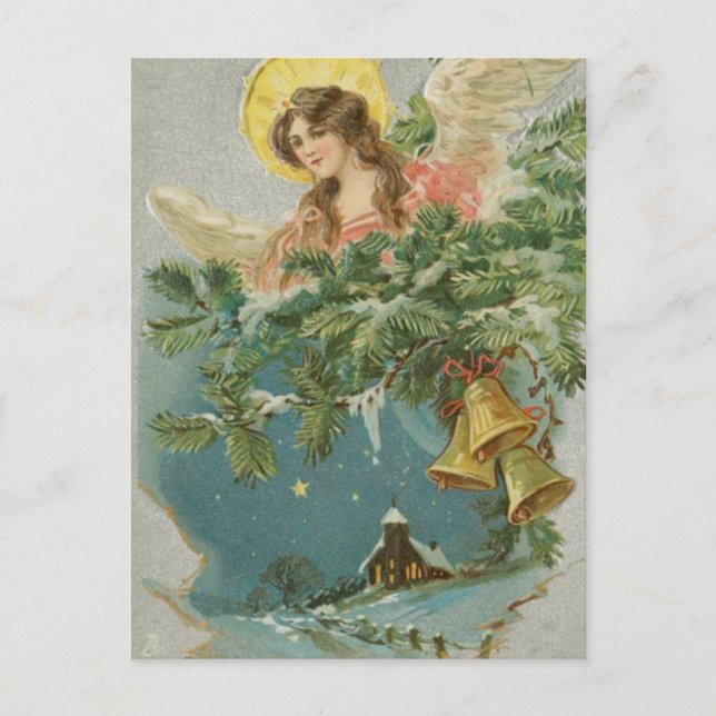 Postal Festiva Vintage Christmas Town Angel (Anverso)
