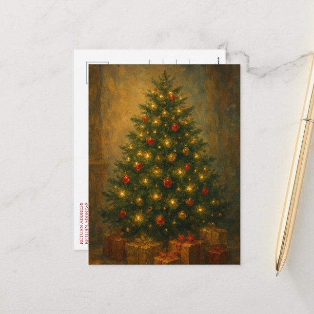 Postal Festiva Vintage Christmas Tree Elegant (Anverso/Reverso In Situ)