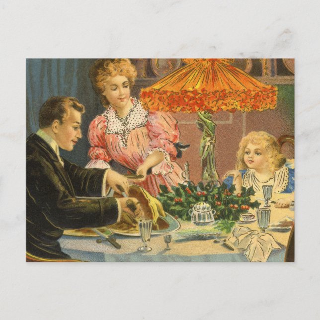 Postal Festiva Vintage Christmas, Victorian Family Dinner (Anverso)