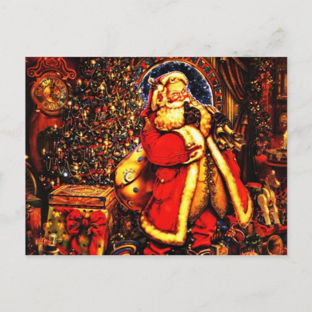 Postal Festiva Vintage Christmas Victorian Santa Claus (Anverso)