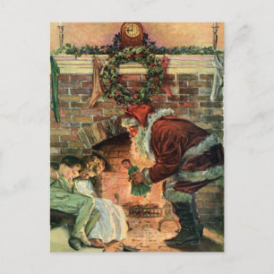 Postal Festiva Vintage Christmas, victoriano Santa Claus Children
