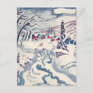 Postal Festiva Vintage Christmas, Wind Village Snowscape Snow