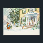 Postal Festiva Vintage Christmas Winter Snow Back Home House<br><div class="desc">Vintage Christmas Winter Snow Back Home House Holiday Card</div>