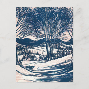 Postal Festiva Vintage Christmas, Winter Snow Mountain Paisaje