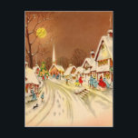 Postal Festiva Vintage Christmas Winter Snow Town<br><div class="desc">Viejo pueblo de nieve en invierno navideño.</div>