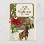 Postal Festiva Vintage Christmas Wish Deer<br><div class="desc">Vintage Christmas Wish Deer</div>