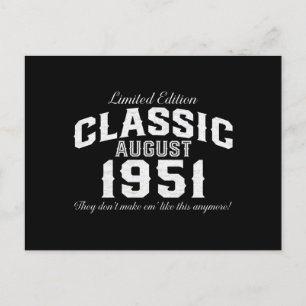 Postal Festiva Vintage Classic Car 1951 70º cumpleaños