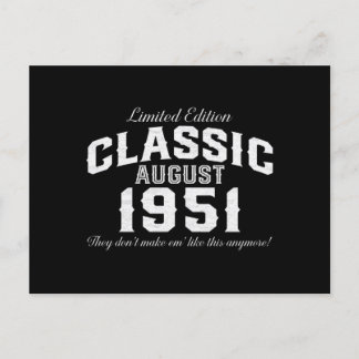 Postal Festiva Vintage Classic Car 1951 70º cumpleaños