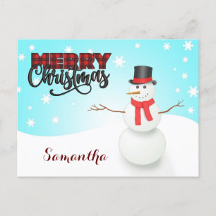 Postal Festiva Vintage classic snow man Navidades