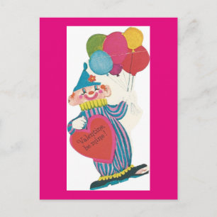 Postal Festiva Vintage Clown Valentine