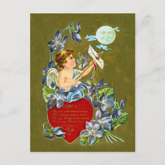 Postal Festiva Vintage Cupid & Moonbeam Valentine (Anverso)