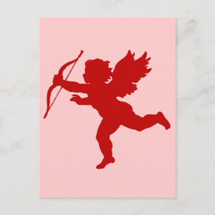 Postal Festiva Vintage Cupid Red Silhouette Valentine Love