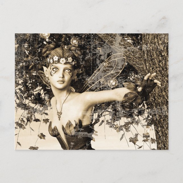 Postal Festiva Vintage de hadas de primavera (Anverso)