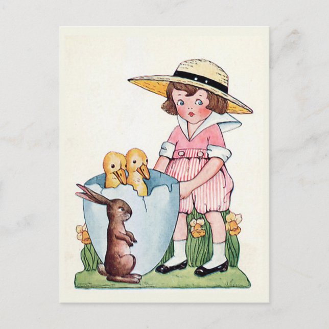 Postal Festiva Vintage de "Happy Easter" (Anverso)