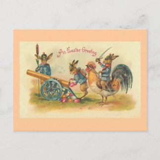 Postal Festiva Vintage de la guerra del conejito de pascua