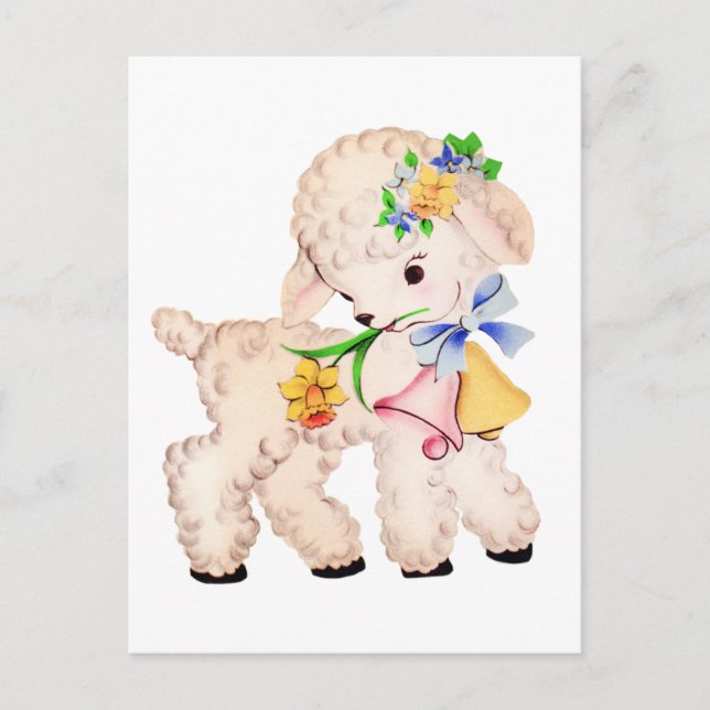 POSTAL FESTIVA VINTAGE DE LAMB DEL PASTEL (Anverso)