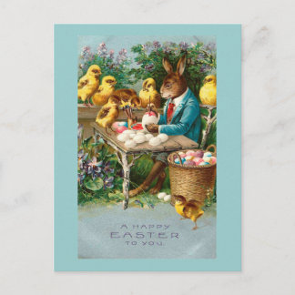 Postal Festiva Vintage de los huevos de pascua de la pintura de c