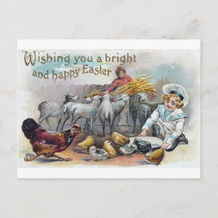 Postal Festiva Vintage de los saludos de Pascua