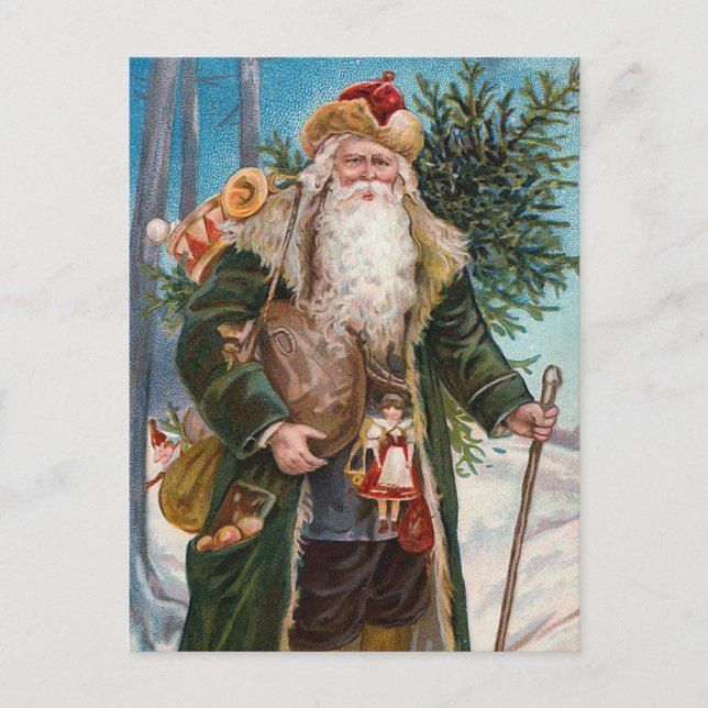 Postal Festiva Vintage de "Papá Noel" (Anverso)