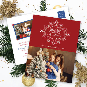 Postal Festiva Vintage Deco Festiage Foliage Ferry Christmas Phot