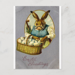 Postal Festiva Vintage del conejito de pascua