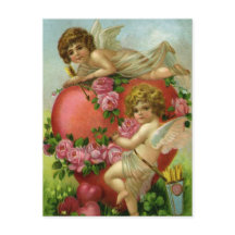Vintage Día de San Valentín Angels Rosa de corazón
