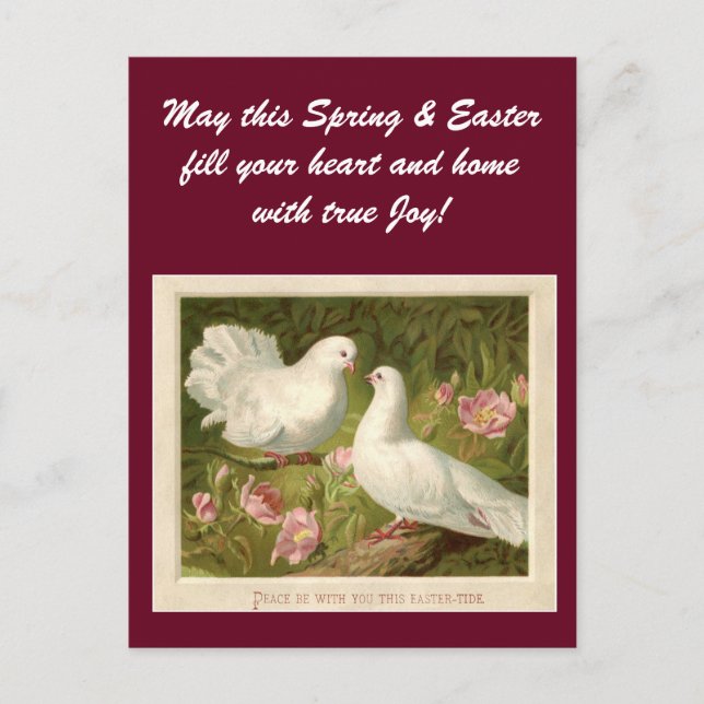 Postal Festiva Vintage Doves de Pascua (Anverso)