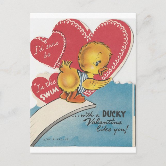 Postal Festiva Vintage Duck Valentine (Anverso)