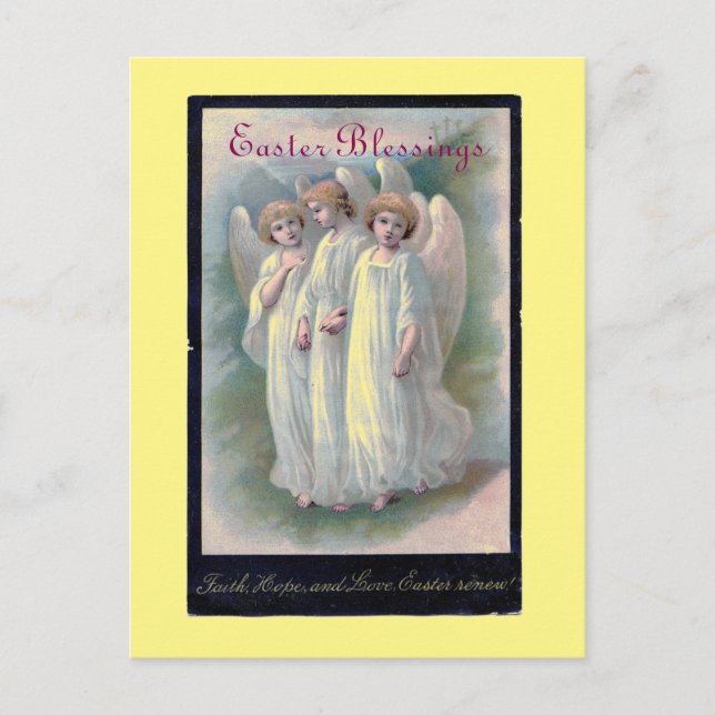 Postal Festiva Vintage Easter Blessings Angels (Anverso)