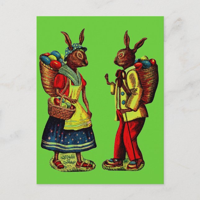 Postal Festiva Vintage Easter Bunnies (Anverso)