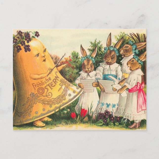 Postal Festiva Vintage Easter Bunny Choir (Anverso)